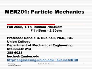 MER201: Particle Mechanics