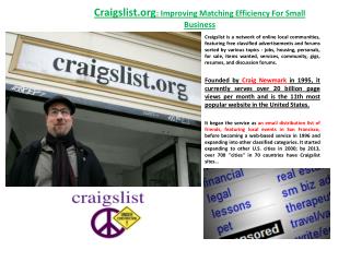 Craigslist : Improving Matching Efficiency For Small Business