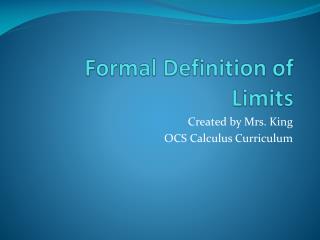 Formal Definition of Limits
