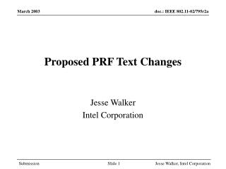 Proposed PRF Text Changes