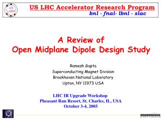 A Review of Open Midplane Dipole Design Study