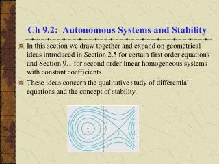 Ch 9.2: Autonomous Systems and Stability