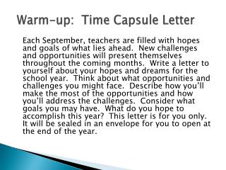 Warm-up: Time Capsule Letter