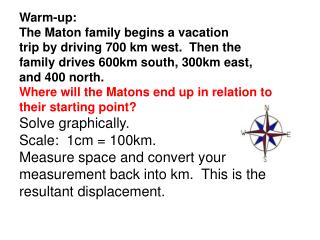 Warm-up: The Maton family begins a vacation trip by driving 700 km west. Then the