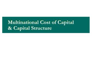 Multinational Cost of Capital &amp; Capital Structure