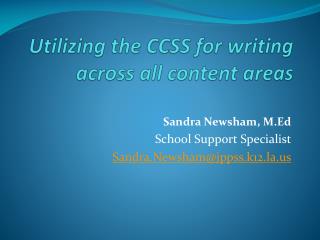 Utilizing the CCSS for writing across all content areas