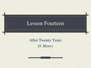Lesson Fourteen