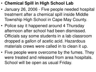 Chemical Spill in High School Lab
