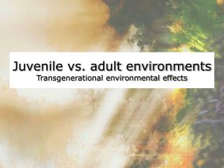 Juvenile vs. adult environments Transgenerational environmental effects