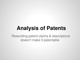 Analysis of Patents
