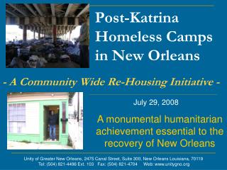 Post-Katrina Homeless Camps in New Orleans