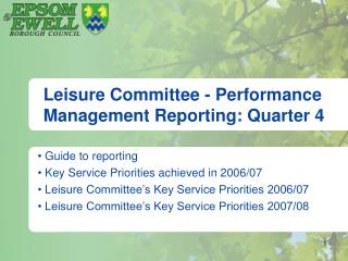 Leisure Committee - Performance Management Reporting: Quarter 4