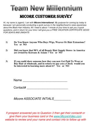 Micore Customer Survey