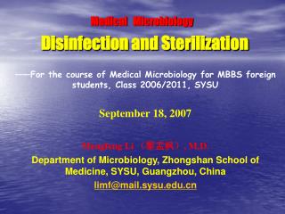 Disinfection and Sterilization