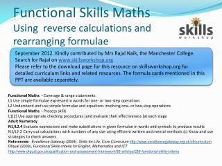 Functional Skills Maths Using reverse calculations and rearranging formulae