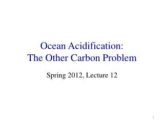 Ocean Acidification: The Other Carbon Problem