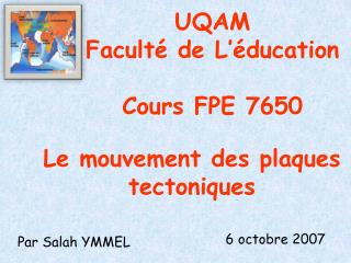 UQAM Faculté de L’éducation Cours FPE 7650