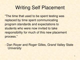 Writing Self Placement