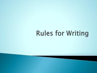 Rules for Writing