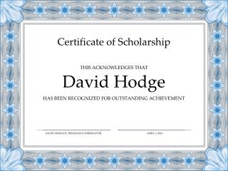 Certificate of Scholarship