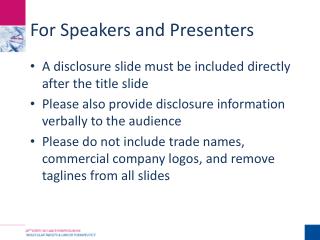 For Speakers and Presenters