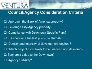 Council/Agency Consideration Criteria