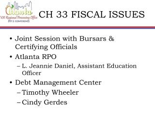 CH 33 FISCAL ISSUES