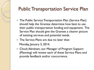 Public Transportation Service Plan