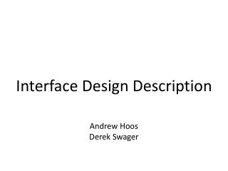 Interface Design Description