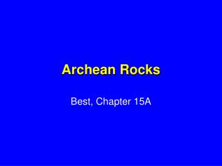 Archean Rocks