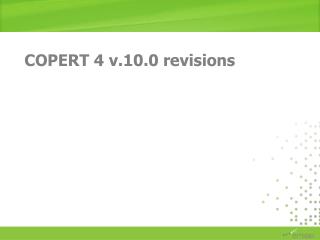 COPERT 4 v.10.0 revisions