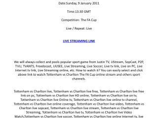 Tottenham vs Charlton live streaming online on your PC / Sun