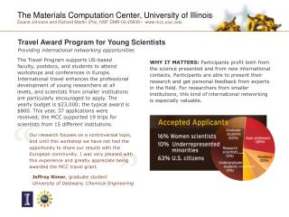 Travel Award Program for Young Scientists Providing international networking opportunities