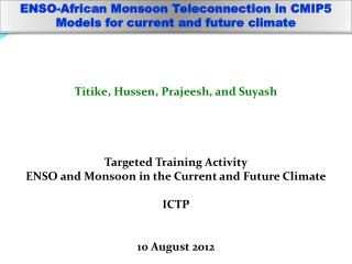 ENSO-African Monsoon Teleconnection in CMIP5 Models for current and future climate
