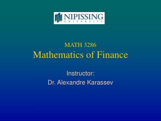 MATH 3286 Mathematics of Finance