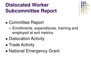 Dislocated Worker Subcommittee Report