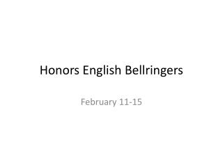 Honors English Bellringers