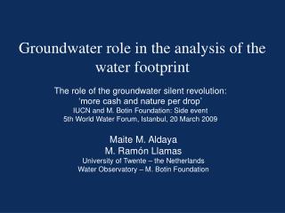 Groundwater role in the analysis of the water footprint