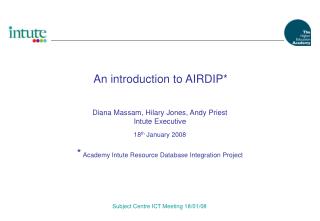 An introduction to AIRDIP*