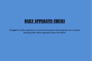 OBJECTIVES FOR APPARATUS OPERATORS