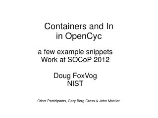 Containers and In in OpenCyc