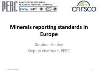 Minerals reporting standards in Europe