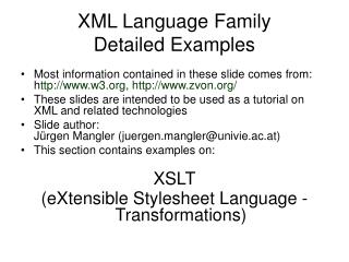 XML Language Family Detailed Examples