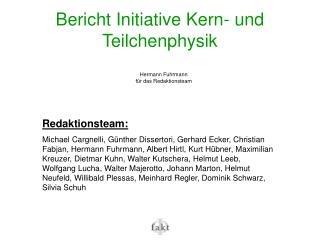 Bericht Initiative Kern- und Teilchenphysik