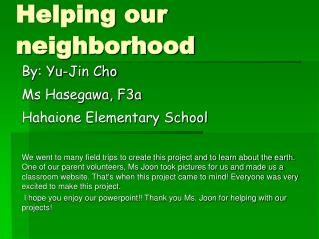 Helping our neighborhood