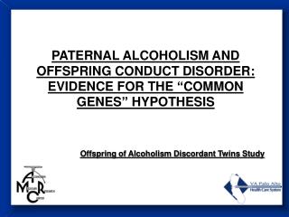 PATERNAL ALCOHOLISM AND OFFSPRING CONDUCT DISORDER: EVIDENCE FOR THE “COMMON GENES” HYPOTHESIS