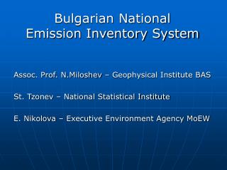 Bulgarian National Emission Inventory System
