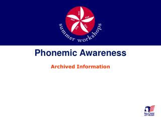 Phonemic Awareness Archived Information