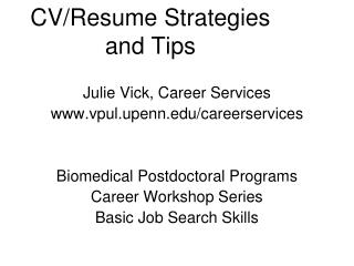 CV/Resume Strategies and Tips
