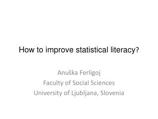 How to improve statistical literacy ?